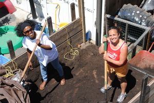 Volunteers at Backyard Garden Build